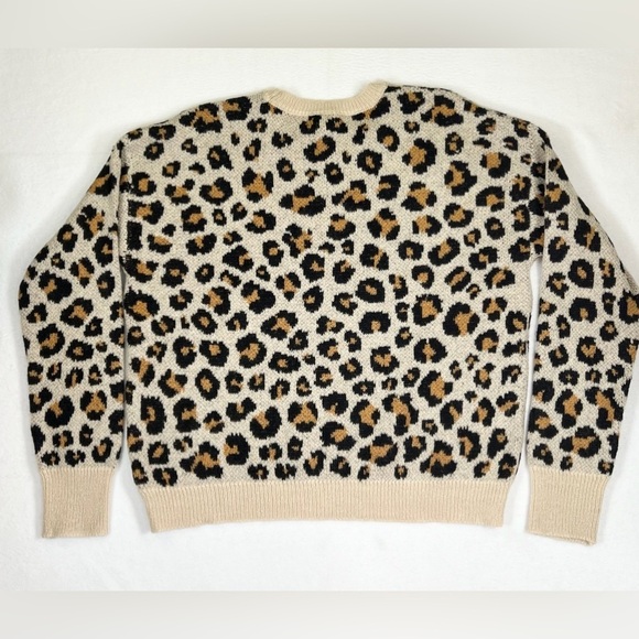 KNOX ROSE Cheetah Leopard Animal Print Crew Neck Sweater Size Medium Boho Fall - Picture 8 of 13